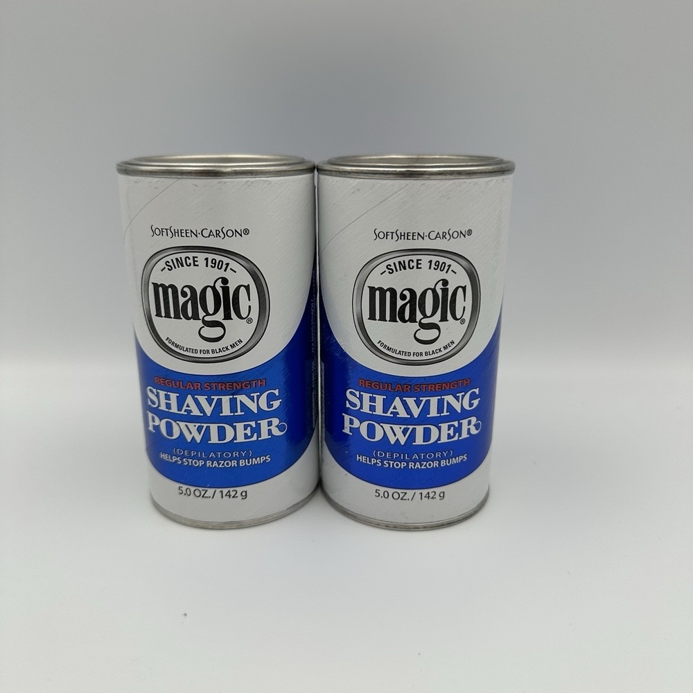 MAGIC Shaving Powder REGULAR STRENGTH for Men by SoftSheen-Carson Set of 2‎ Blue